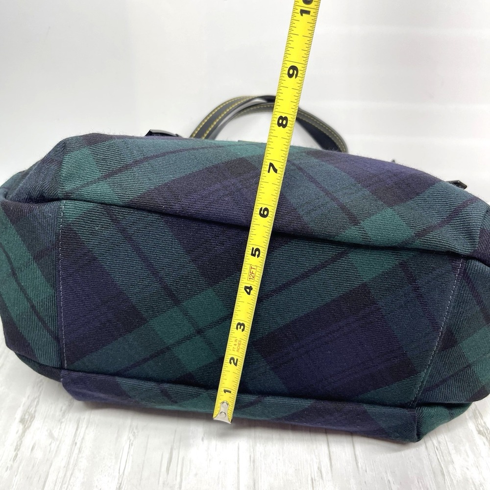 Dooney & Bourke Tartan Large Nina Bag Blue & Green Plaid Canvas Leather Handles - Picture 16 of 16